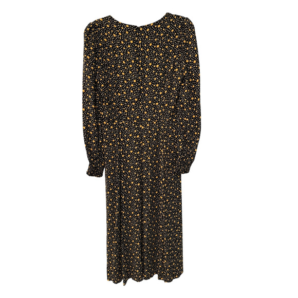 NEW! Reformation 10 Daisy Hunt Midi Dress Long Sleeve Dark Floral Black Yellow - Picture 5 of 9